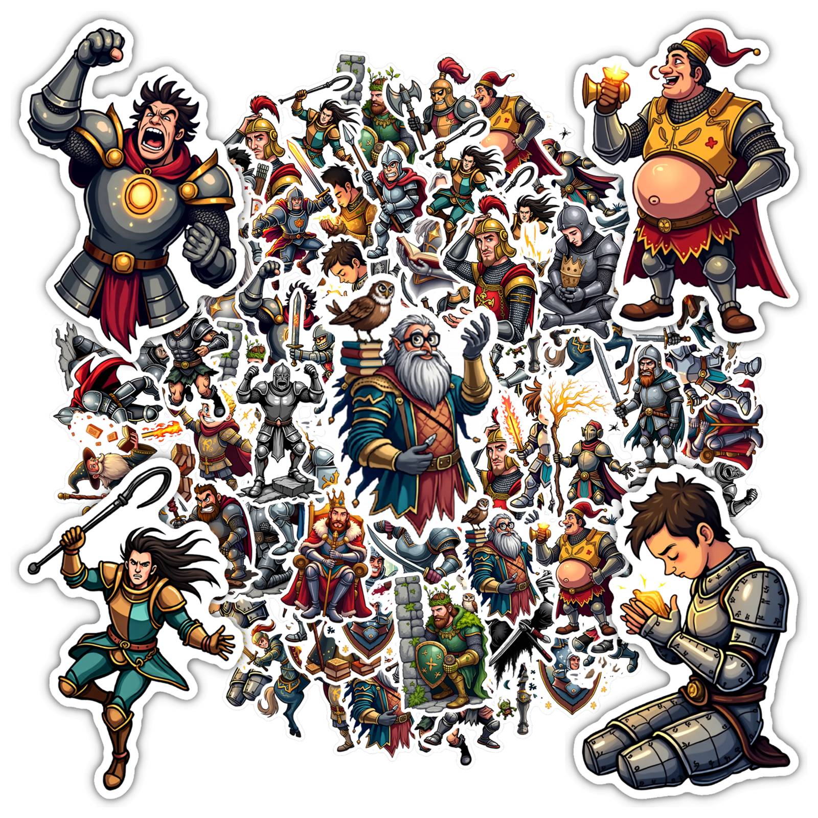 Knight Sticker Style 35pcs-50pcs Epic Knight Stickers Medieval Warrior Decals Fantasy Kids ...
