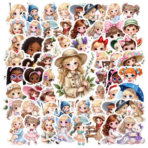 35pcs-50pcs Fairy Stickers Stationery Dolls Stickers Kids PVC Stickers for Laptop Suitcase Phone