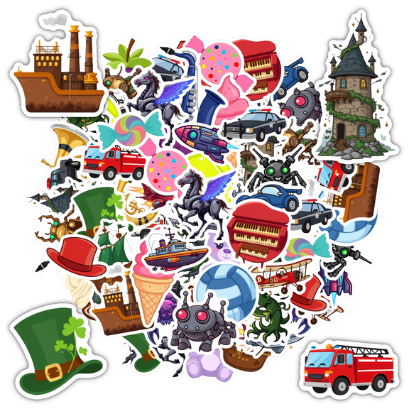 35pcs-50pcs Fantasy Stickers Animal Robot Car Sticker Nature for Luggage Laptop Suitcase