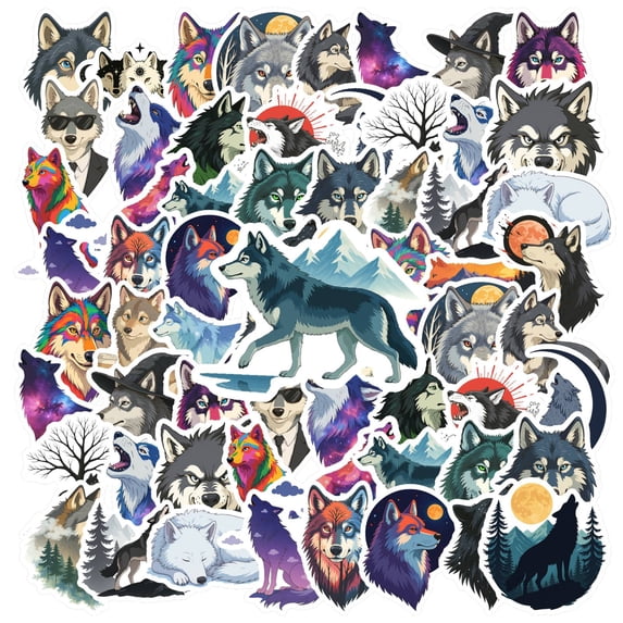 35pcs-50pcs Fierce Stickers Wolf Nature Wolf Stickers Lunar Stickers for Guitars Luggage Notebooks