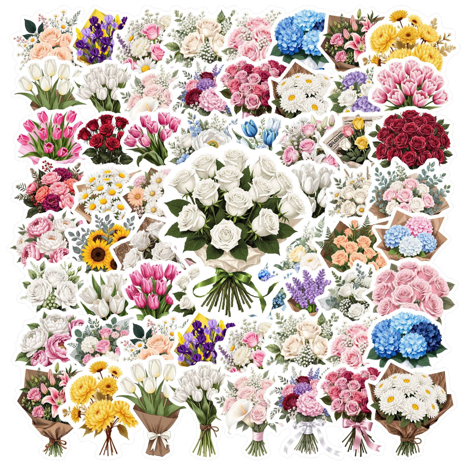 35pcs-50pcs Floral Stickers Bouquet Stationery Stickers Nature Kids ...