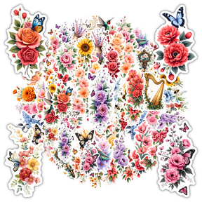 35pcs-50pcs Floral Stickers Nature PVC Stickers Hummingbird Stationery Stickers for Laptops Phones Notebooks