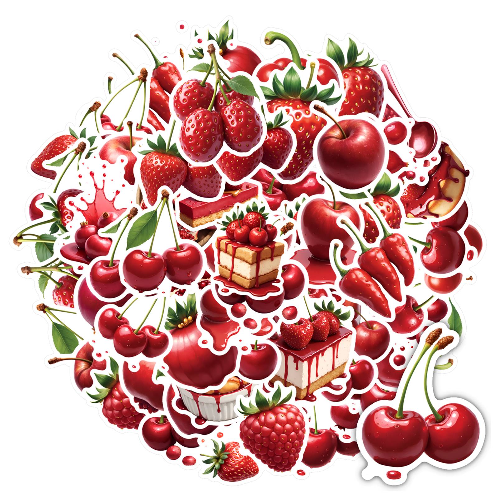 Sticker Frooty 35pcs-50pcs Fruity Stationery Stickers Cherry Cartoon Kids Stickers ...