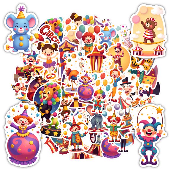 35pcs-50pcs Funny Stickers Circus Stickers Stickers Animal Stickers for Laptops Suitcase Phone