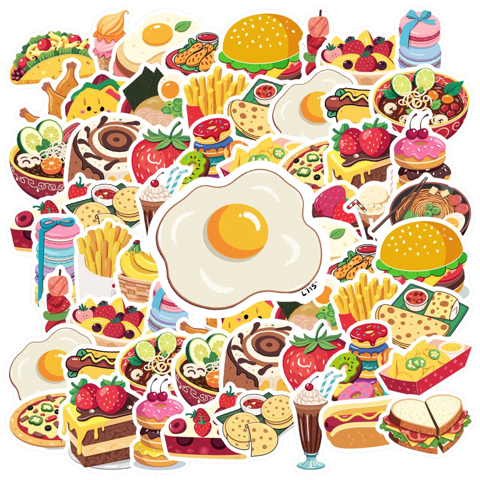 35pcs-50pcs Funny Stickers Food Decals Cute Stickers Ice Cream Stickers ...