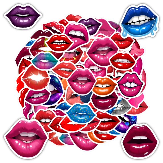 35pcs-50pcs Glamorous Stickers Stationery Stickers Art Lips Kids Stickers for Laptops Suitcase Fridge