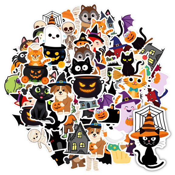 35pcs-50pcs Halloween Stationery Stickers Spooky Kids Stickers Cute Teacher Reward Stickers for Phone Laptop Suitcase