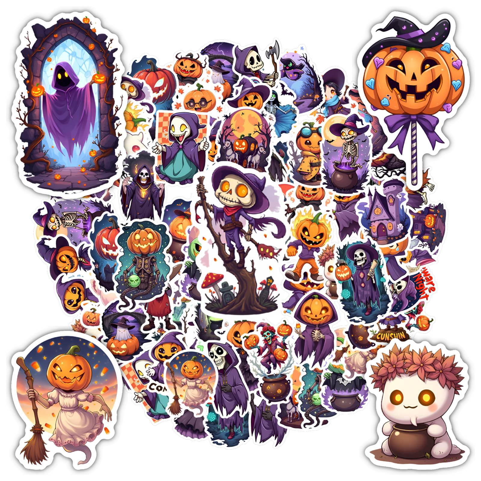 35pcs-50pcs Halloween Stickers Ghost Series Witch Decals Pumpkin ...