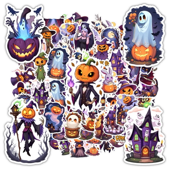 35pcs-50pcs Halloween Stickers Stationery Stickers Ghost Decals Funny Stickers for Suitcase Fridge Laptop