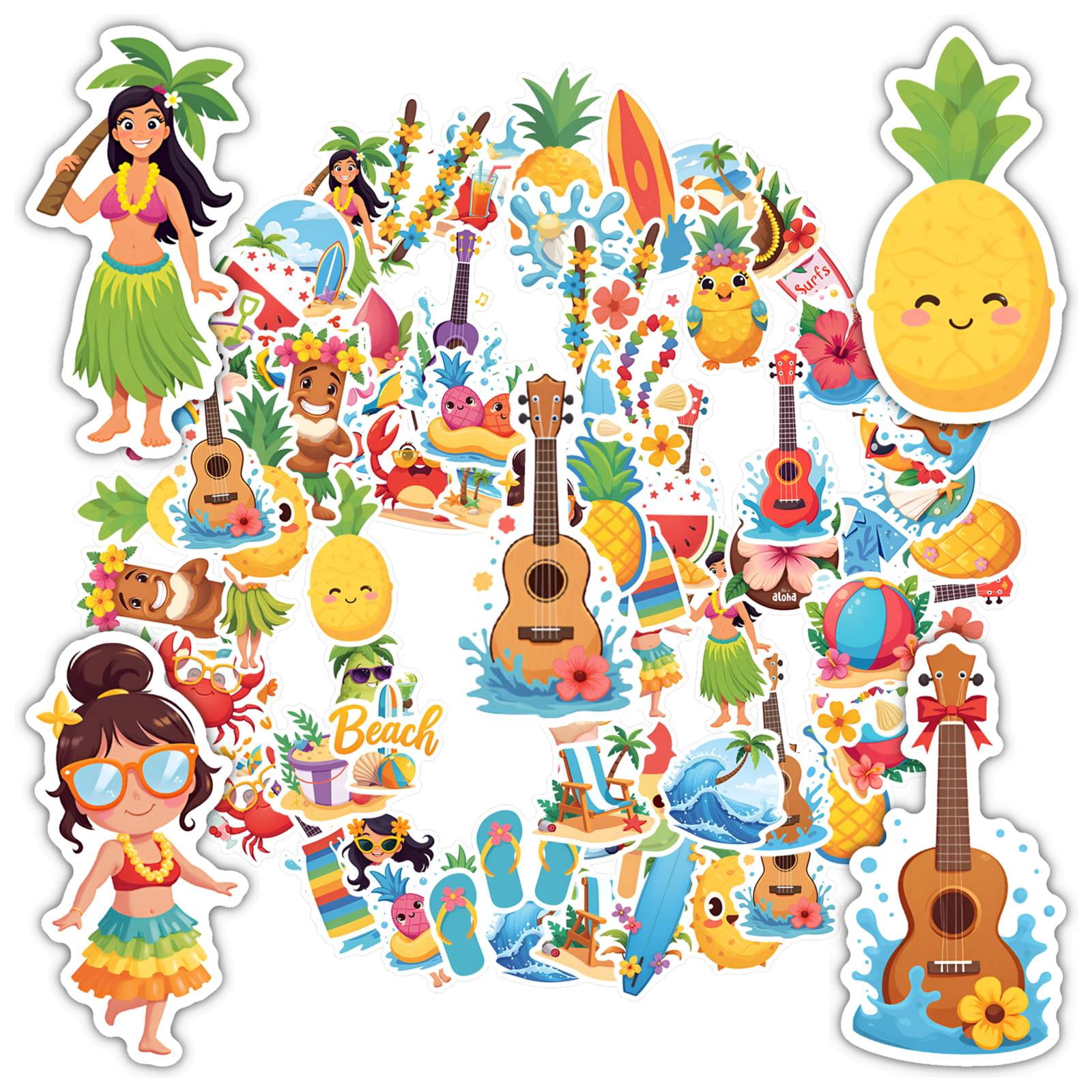 35pcs-50pcs Hawaii Stickers Tropical Kids Stickers Beach Waterproof ...