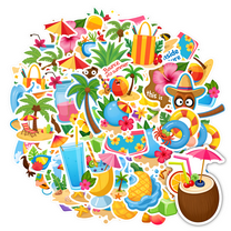 35pcs-50pcs Hawaiian Stickers Summer Tropical Stickers Vacation Kids Stickers for Notebooks Suitcases Laptops
