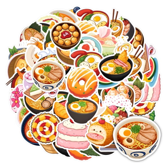 35pcs-50pcs Japanese Stickers Food Stationery Stickers Cute Stickers Kawaii Stickers for Notebooks Laptops Phones