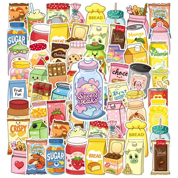 35pcs-50pcs Kawaii Stickers Cute Food Stationery Stickers Cartoon DIY Stickers for Phone Luggage Laptop