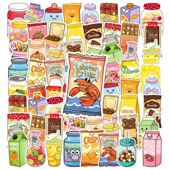 35pcs-50pcs Kawaii Stickers Cute Food Stationery Stickers Cartoon DIY Stickers for Phone Luggage Laptop