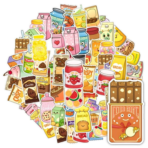 35pcs-50pcs Kawaii Stickers Cute Food Stationery Stickers Cartoon DIY Stickers for Phone Luggage Laptop