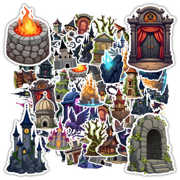 35pcs-50pcs Mystical Stickers Fantasy Stationery Graffiti PVC Stickers for Suitcase Fridge