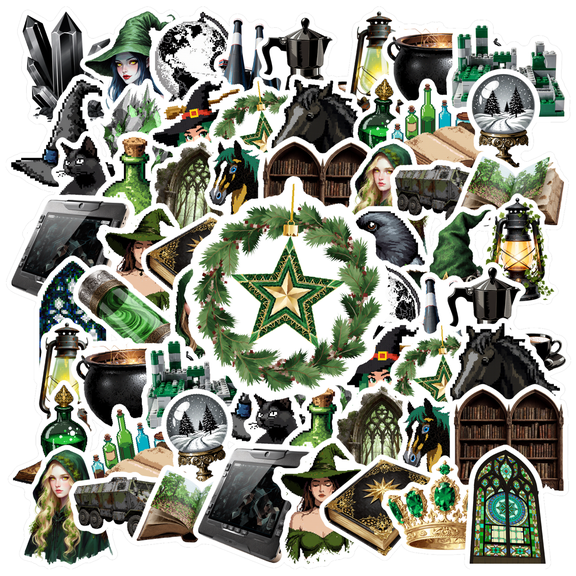 35pcs-50pcs Mystical Stickers Stationery Stickers Gothic Decals Wizard Stickers for Laptops Suitcase Phone
