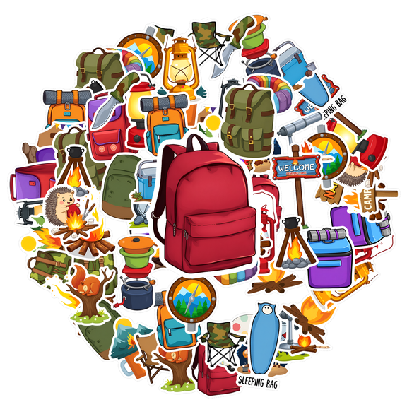 35pcs-50pcs Outdoor Kids Stickers Camping Stationery Stickers Nature Teacher Reward Stickers for Luggage Suitcase