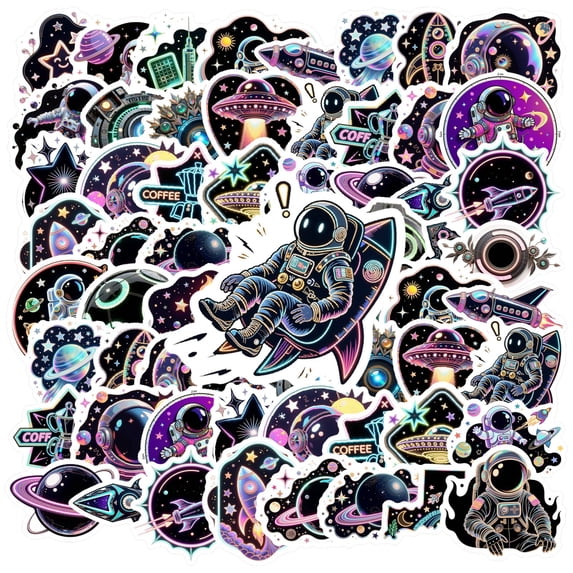35pcs-50pcs PVC Stickers Space Astronaut Animal Stickers DIY Stickers for Notebook Suitcase Phone