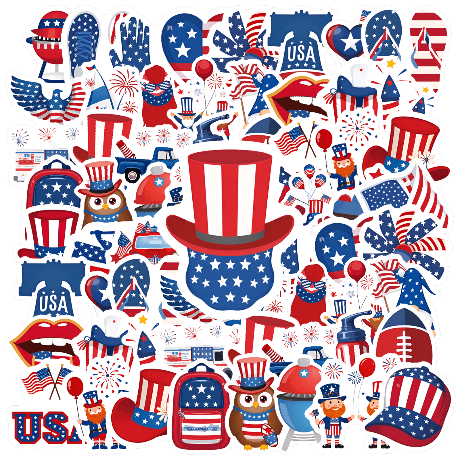 35pcs-50pcs Patriotic Stationery Stickers USA Celebration Stickers ...