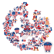 35pcs-50pcs Patriotic Stickers Stationery American Stickers Teacher Reward Stickers PVC USA Stickers for Laptops Suitcases Notebooks