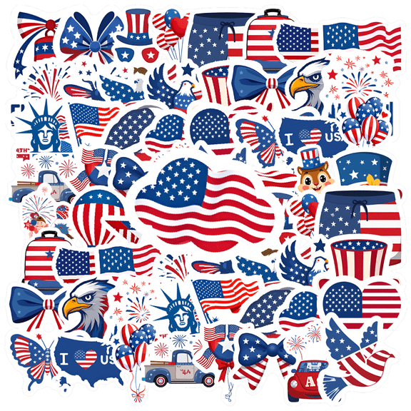 35pcs-50pcs Patriotic Stickers Stationery Stickers American Graffiti Decals Waterproof Stickers for Luggage Laptop Suitcase