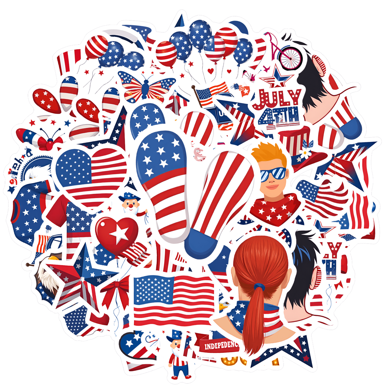 35pcs-50pcs Patriotic Stickers Stationery Stickers PVC American Decals ...