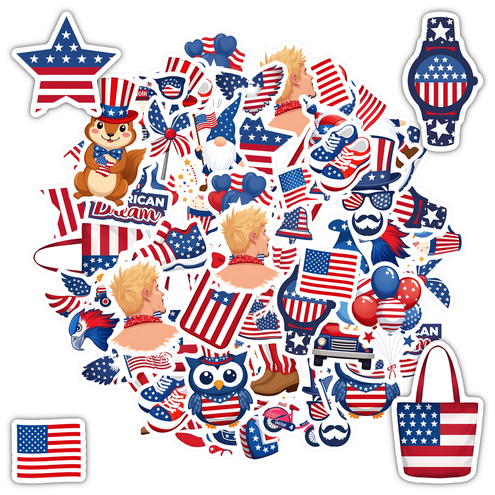 35pcs-50pcs Patriotic Stickers Stationery Stickers Retro Graffiti ...