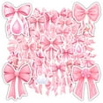 thumbnail image 1 of 35pcs-50pcs Pink Ribbon Stickers Kids Decorative Stickers Bow DIY Stickers for Suitcase Phone Laptop, 1 of 9