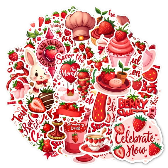 35pcs-50pcs Red Stickers Stationery Stickers Sweet Kids Stickers Funny DIY Stickers for Laptops Suitcases