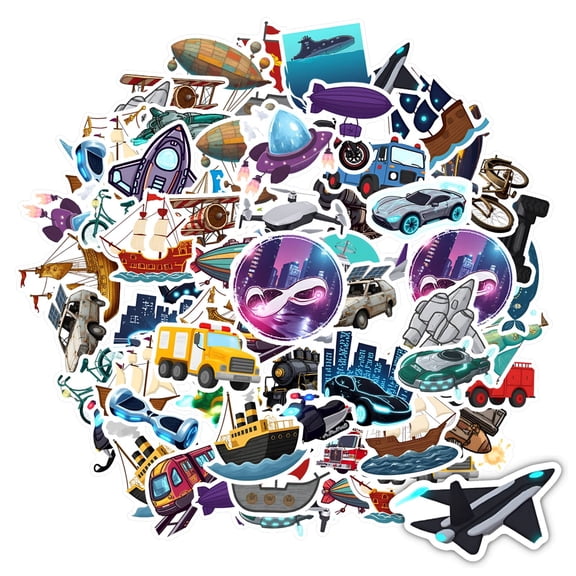 35pcs-50pcs Retro Vehicle Stickers Adventure Space Stickers Nautical Decals for Laptops Notebooks Suitcases
