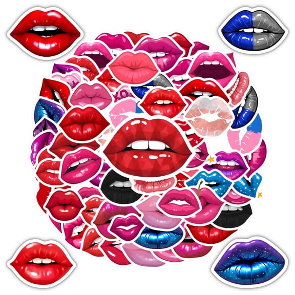 35pcs-50pcs Romantic Lips Stickers Expression Stickers Cartoon Stickers Lipstick Stickers for Notebooks Laptops Suitcases