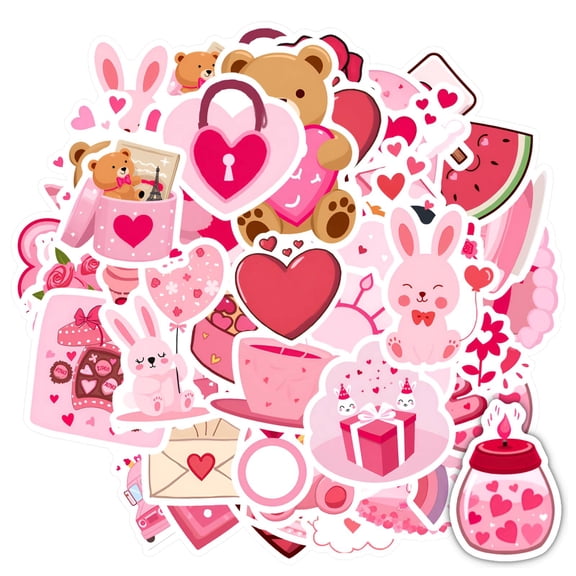 35pcs-50pcs Romantic Stickers Stationery Stickers Cute Animal Stickers Love Sticker Pack for Phones Laptops Suitcase