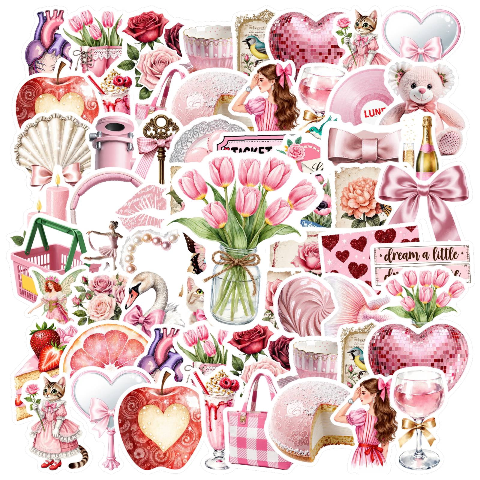 Rematic Sticker 35pcs-50pcs Romantic Stickers Stationery Stickers Floral Stickers DIY ...