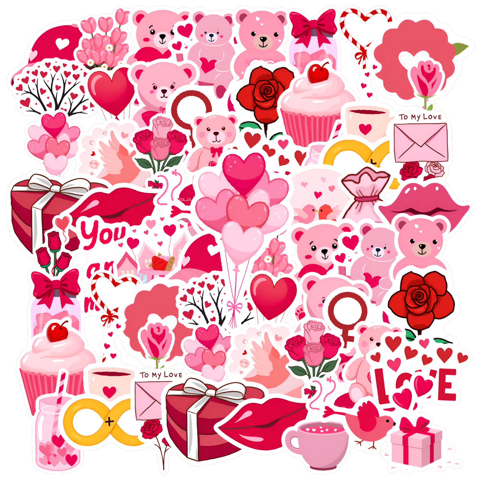Rematic Sticker 35pcs-50pcs Romantic Stickers Stationery Stickers Valentine Stickers ...