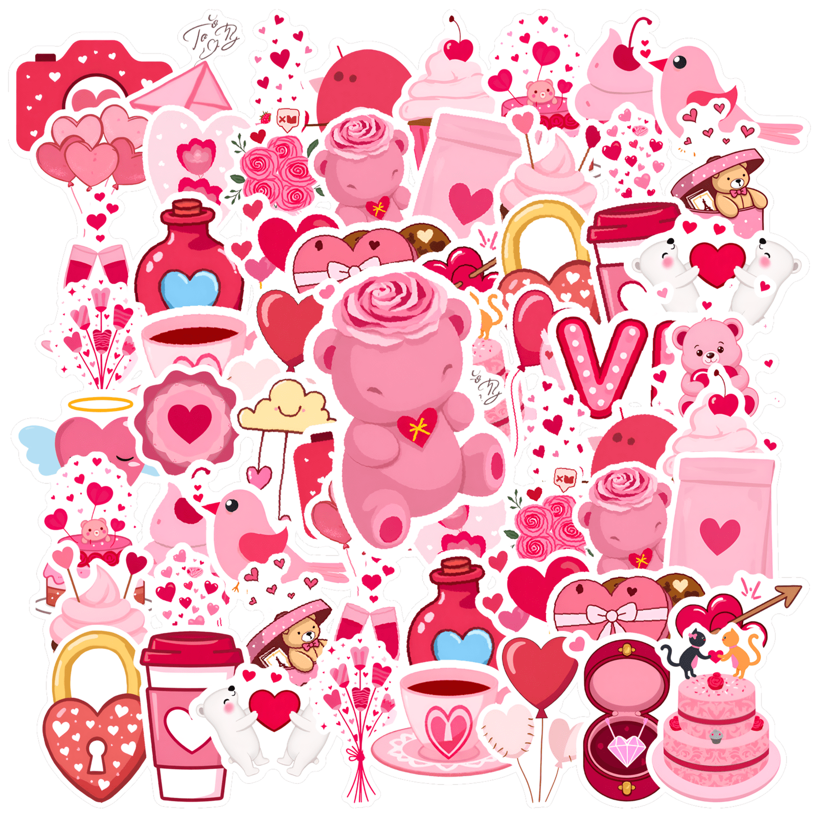 35pcs-50pcs Romantic Stickers Valentine Stationery Stickers Love ...