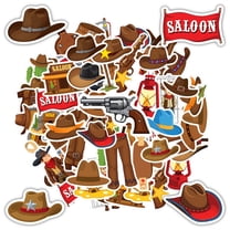 35pcs-50pcs Rustic Stickers Cowboy Kids Stickers Decals Hat Stickers Wild West Stickers for Laptops Suitcases Fridge