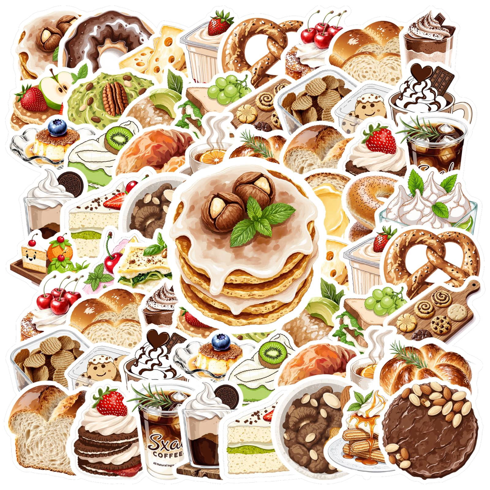 35pcs-50pcs Sweet Sticker Pack Bakery Funny Food Stickers Dessert for ...