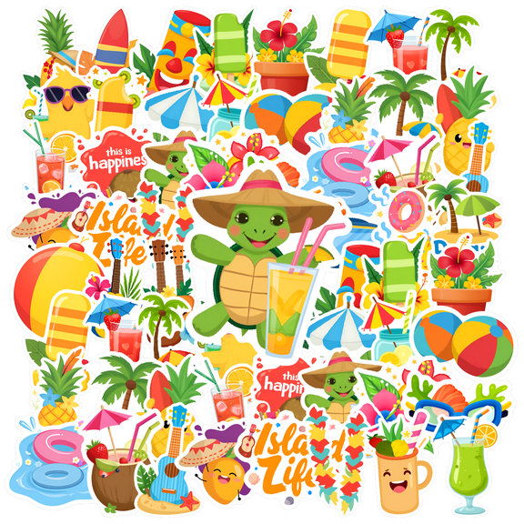 35pcs-50pcs Tropical Stickers Summer Vacation Beach Stickers for Laptops Suitcases