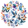 thumbnail image 1 of 35pcs-50pcs Vibrant Animal Stickers Fantasy Birds Stickers Magical Marine Stickers for Laptops Notebooks Suitcases, 1 of 7