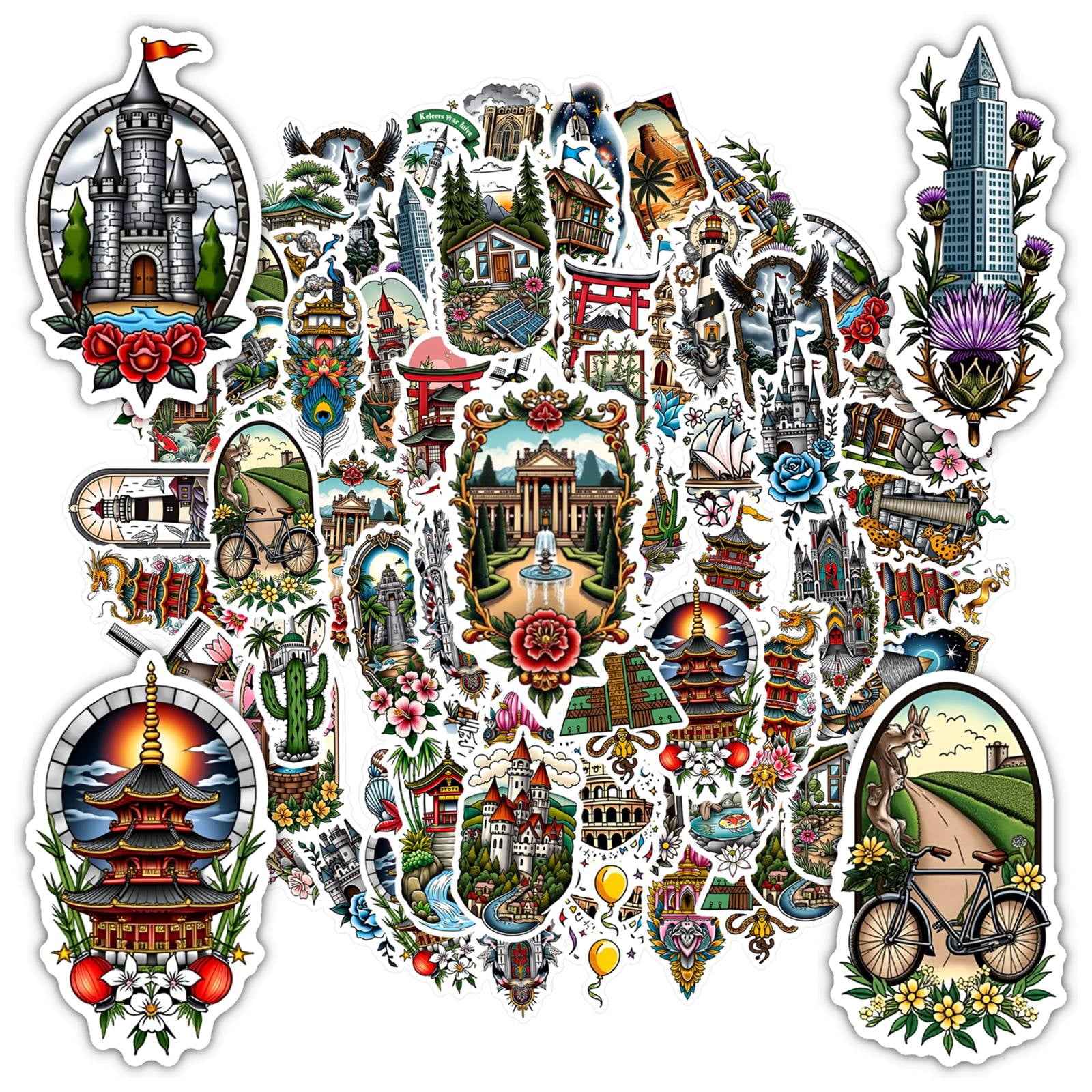 35pcs-50pcs Vintage Architecture Stickers Landmark Stickers Travel ...