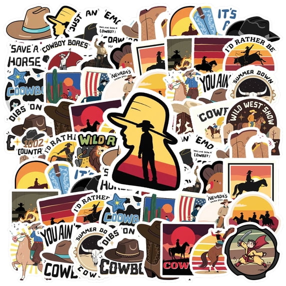 35pcs-50pcs Vintage Stickers Cowboy Decals Retro Stickers Western Kids Stickers for Luggage Laptop Guitar