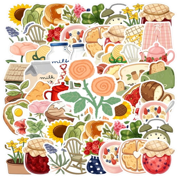35pcs-50pcs Vintage Stickers Stationery Stickers Breakfast Kids ...