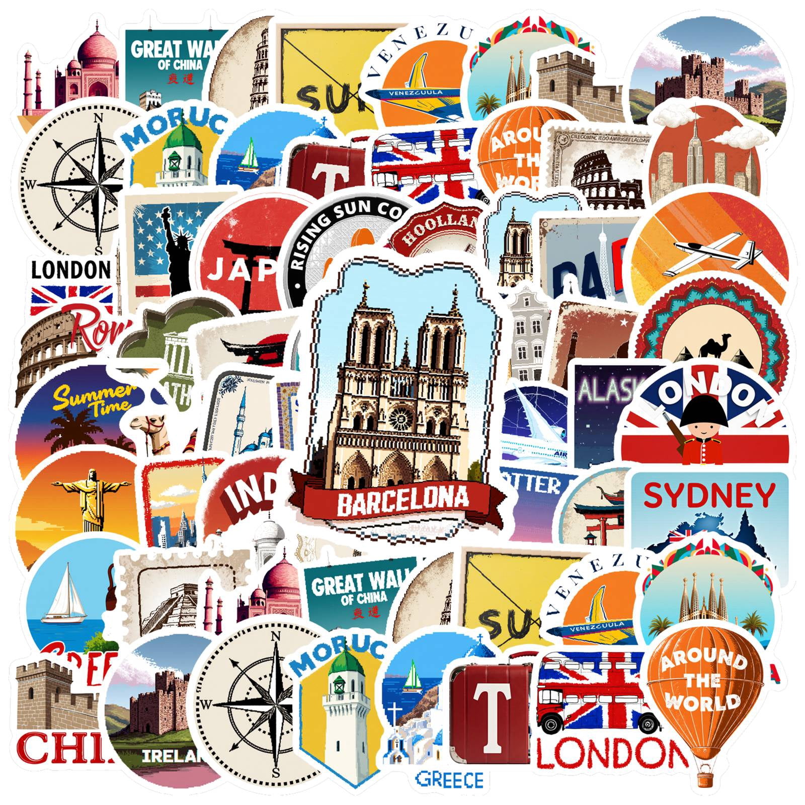 35pcs-50pcs Vintage Stickers Stationery Stickers Travel Decals Teacher ...