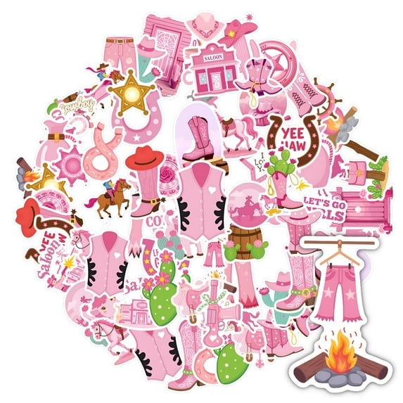 35pcs-50pcs Western Stickers Stationery Stickers Cartoon Cowgirl PVC Stickers for Laptops Suitcases