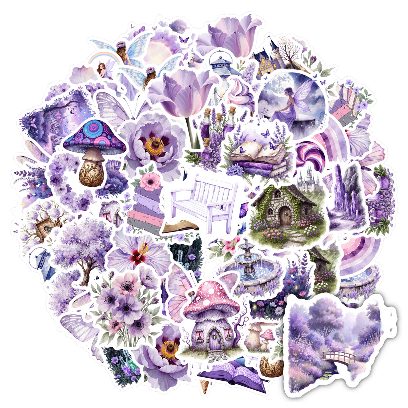 Whimsy Stickers 35pcs-50pcs Whimsical Nature Stationery Stickers Fairy Stickers Floral ...