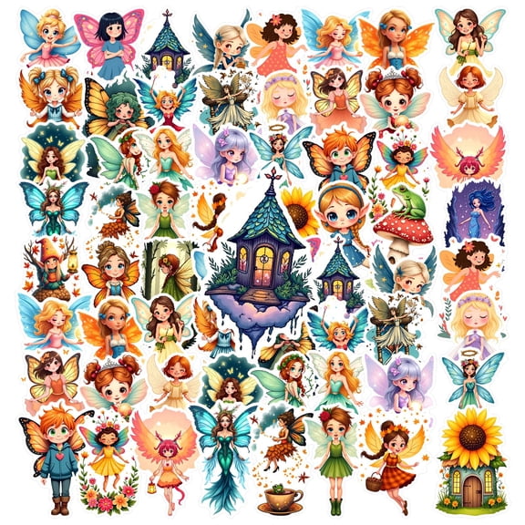 35pcs-50pcs Whimsical Stickers Fairy  Stickers Fantasy Decals Nature Stickers for Notebooks Phones Laptops