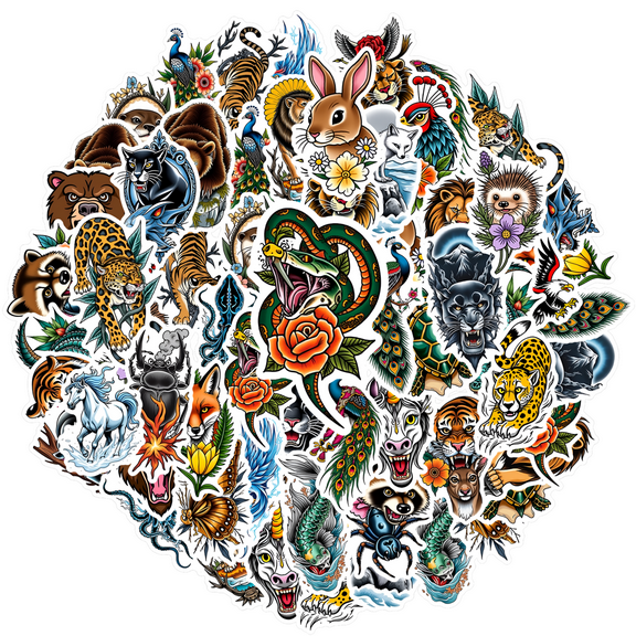 35pcs-50pcs Wildlife Stickers Animal Stickers Nature Animal Stickers PVC Stickers for Luggage Notebook Guitar