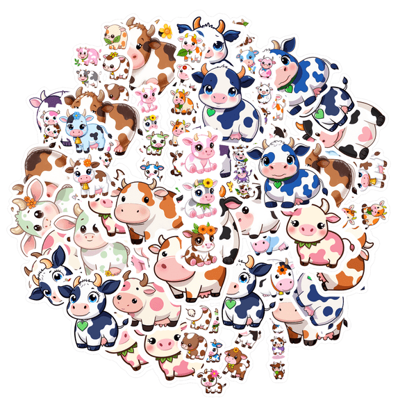 35pcs-70pcs Adorable Animal Stickers Cute Cow Kids Stickers Toy for Phone Laptop Suitcase