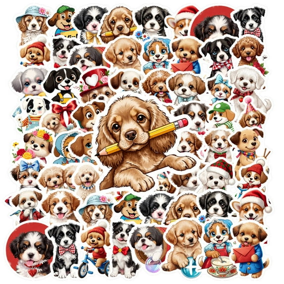 35pcs-70pcs Adorable Puppies Stickers Animal Cartoon Stickers Fun Decals for Luggage Suitcase Laptop
